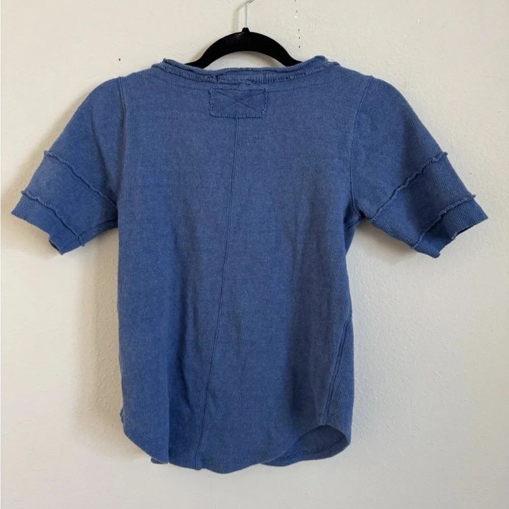 Free People We The Free Blue On The Run Henley Thick Knit Top Size S
